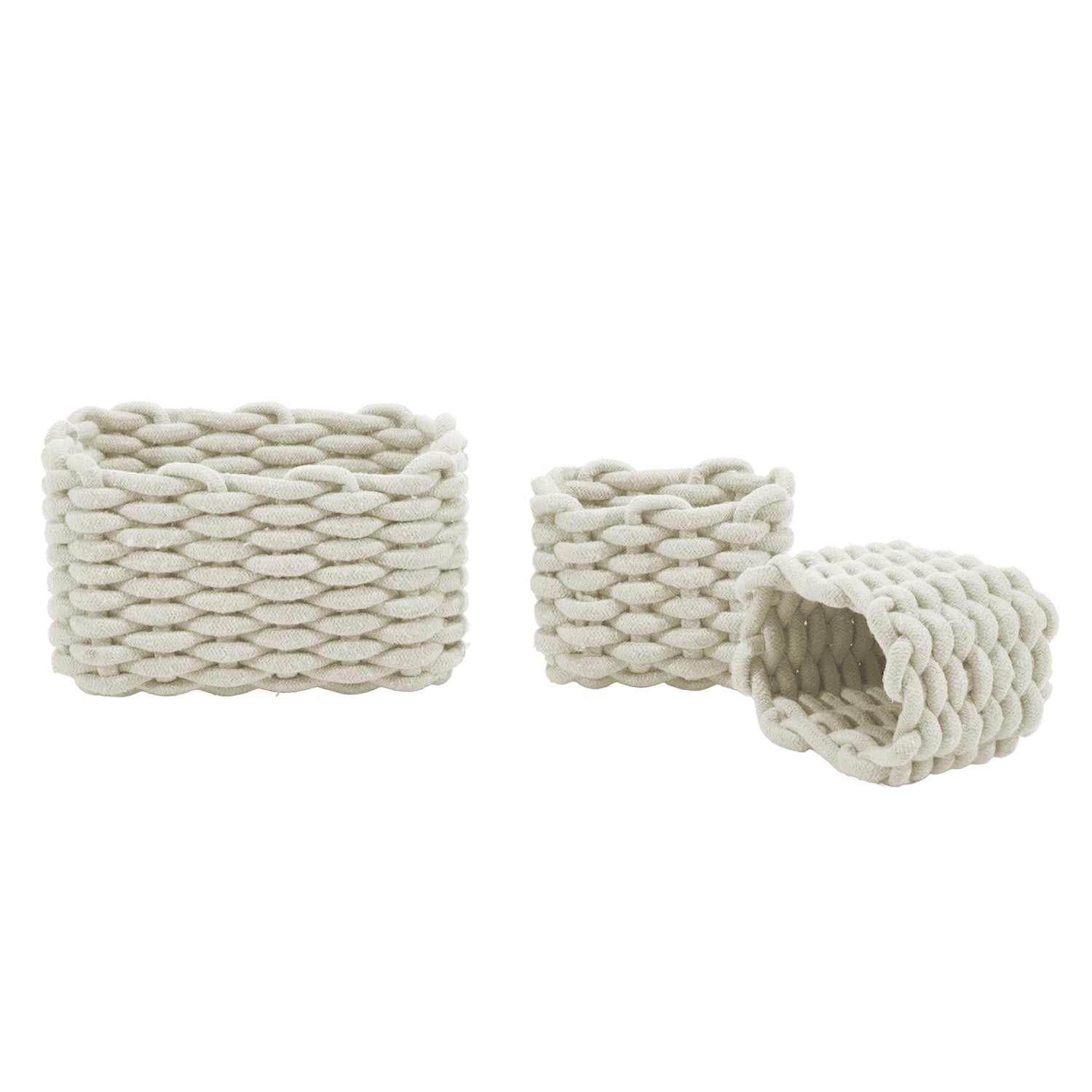 VESTIAMO CASA - Cestino Multiuso Rettangolare Panna - set 3 pezzi